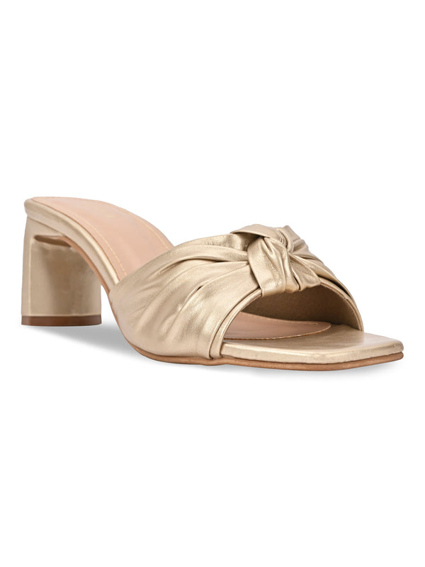 Rocia By Regal Gold Women Casual Knotted High Heels