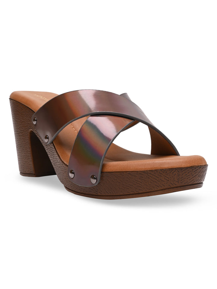 Rocia By Regal Gun Metal Women Casual Block Heel Sandals
