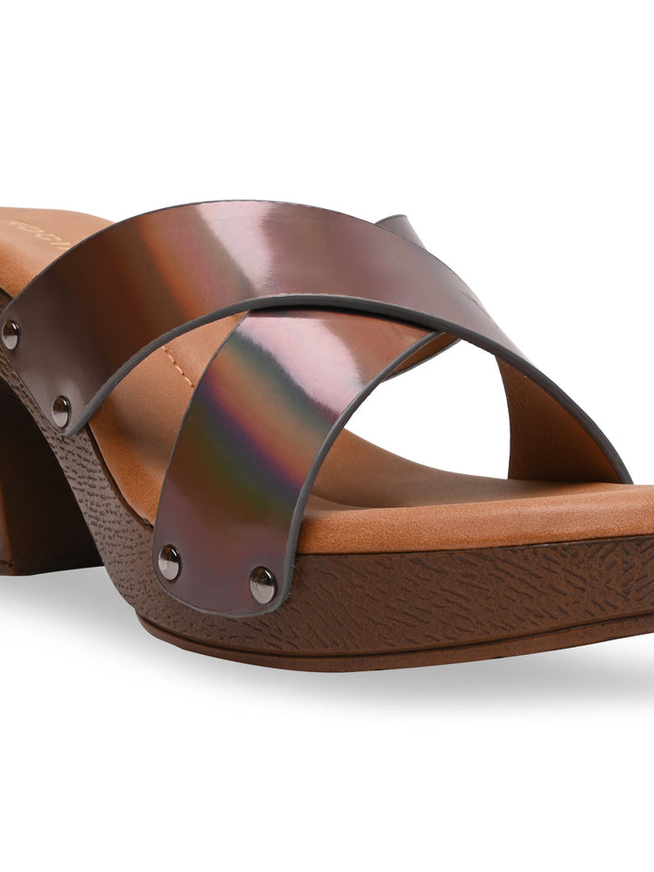 Rocia By Regal Gun Metal Women Casual Block Heel Sandals
