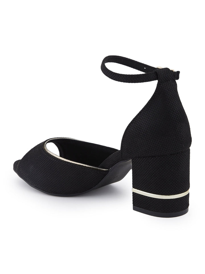Rocia By Regal Black Women Peep Toe Counter Back Elegant Sandal