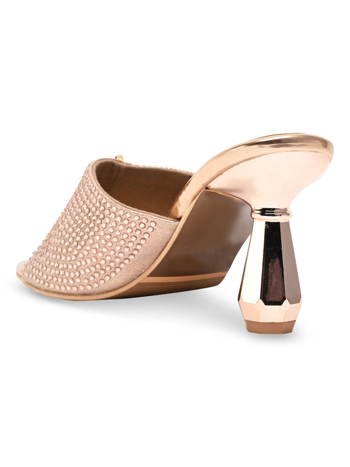 Rocia By Regal Rose Gold Women Diamond Encrusted Stilettos