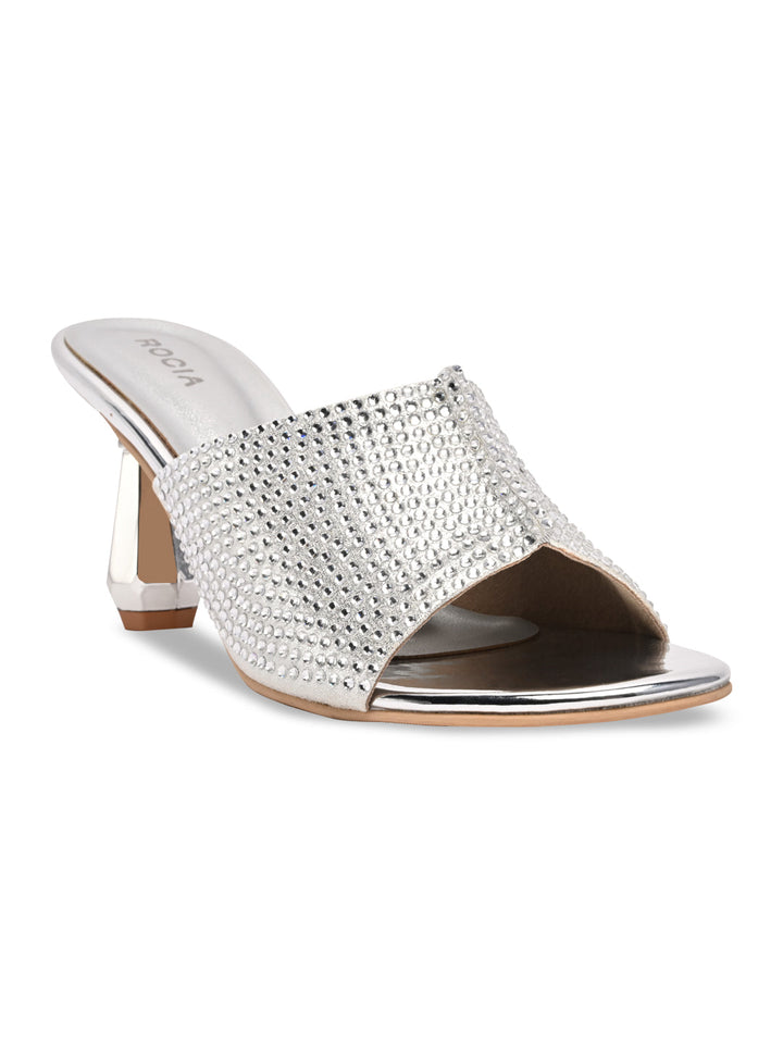 Rocia By Regal Silver Women Diamond Encrusted Stilettos