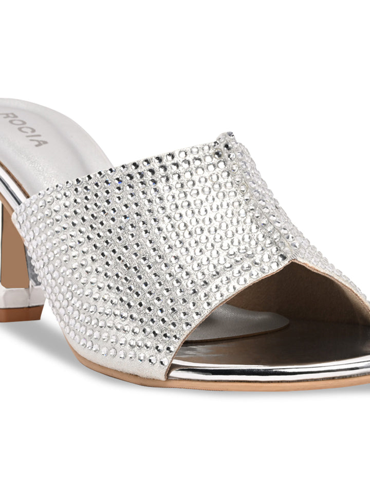 Rocia By Regal Silver Women Diamond Encrusted Stilettos