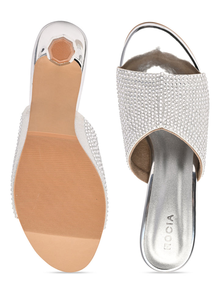 Rocia By Regal Silver Women Diamond Encrusted Stilettos