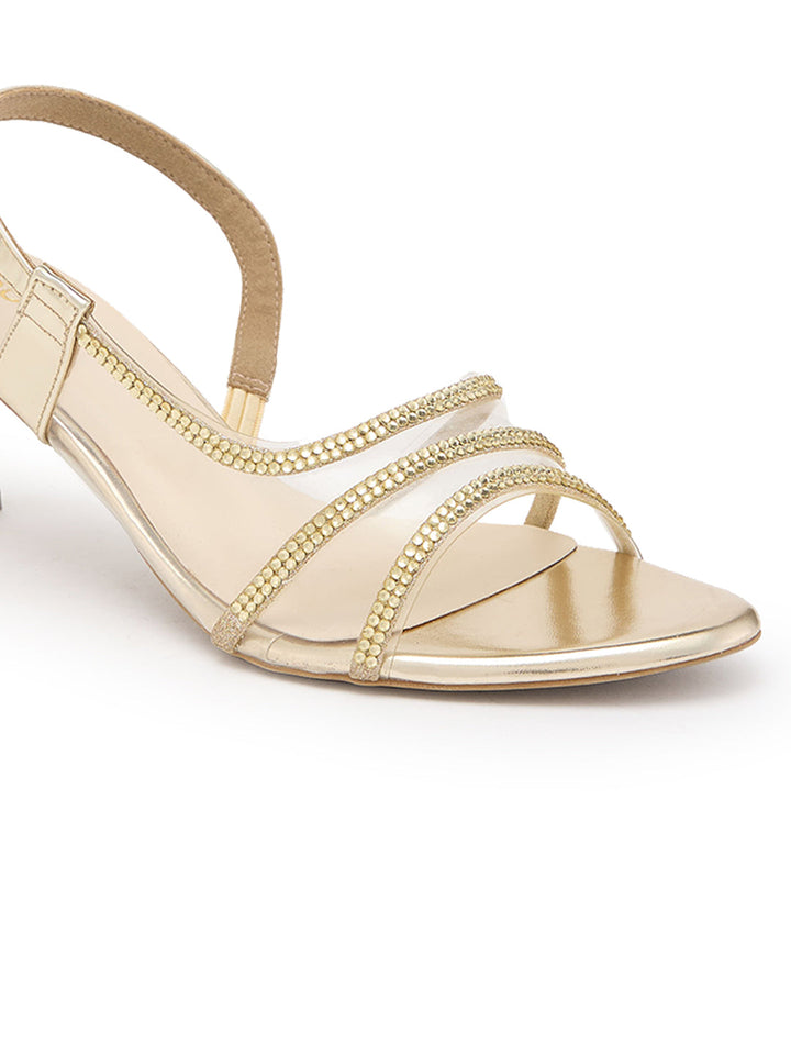 Rocia By Regal Gold Women Diamond Embellished Stilettos