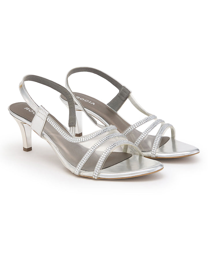 Rocia By Regal Silver Women Diamond Embellished Stilettos
