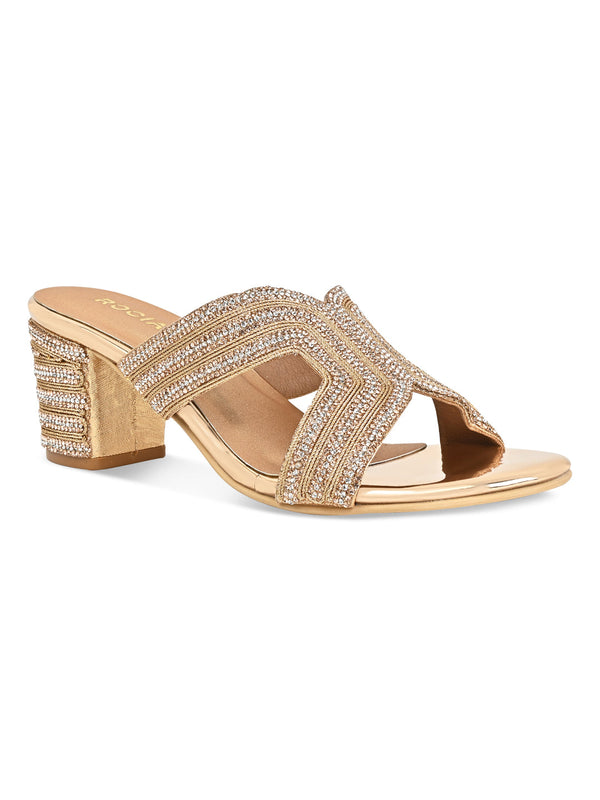Rocia By Regal Rose Gold Women Diamond Embellished Block Heels