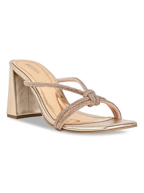 Rocia By Regal Rose Gold Women Diamond Embellished Block Heels