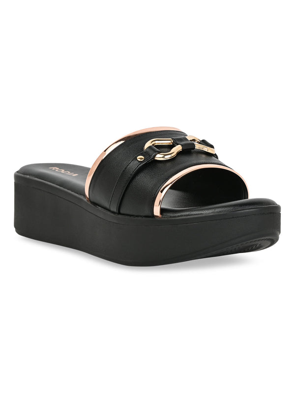 Rocia By Regal Black Women Casual Wedges