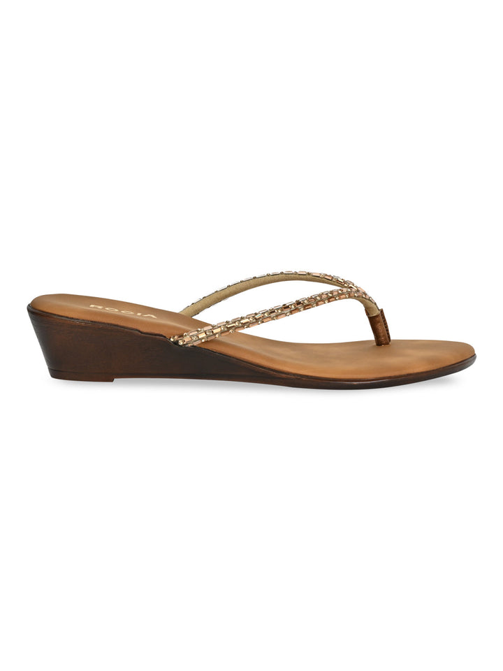 Rocia By Regal Antique Gold Women Diamante Wedges