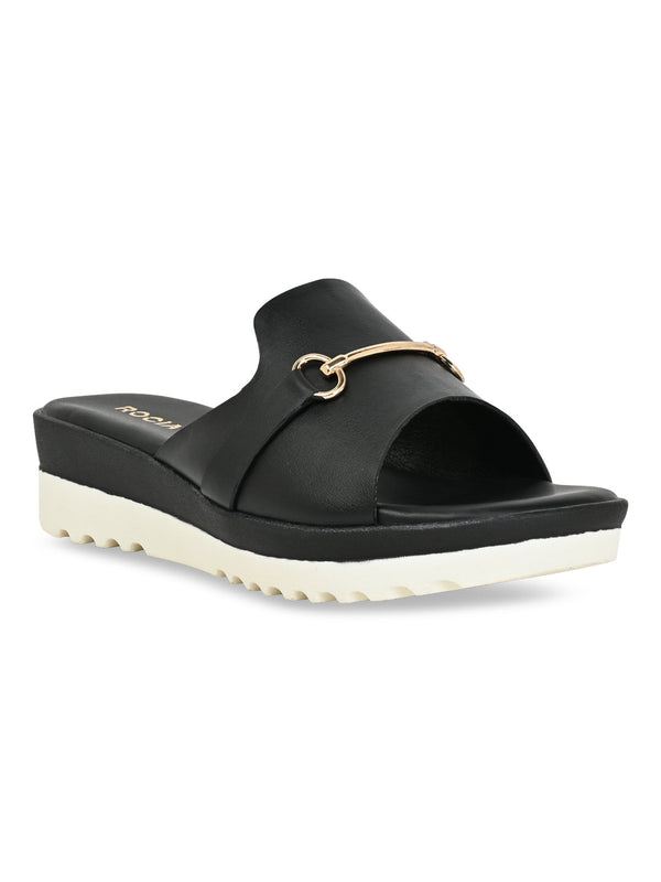 Rocia By Regal Black Women Casual Wedges