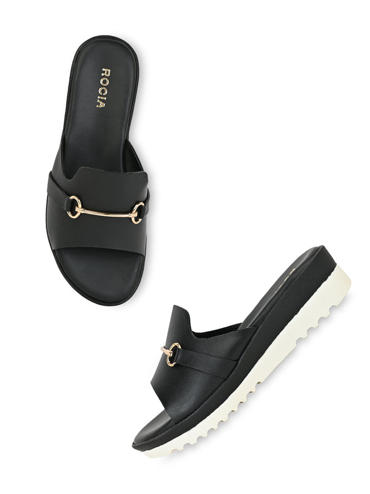 Rocia By Regal Black Women Casual Wedges