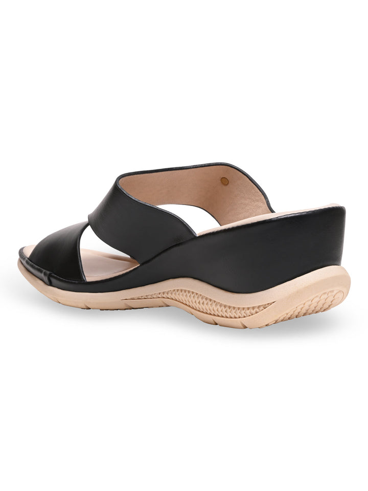 Rocia By Regal Black Women Comfort Wedge Heels