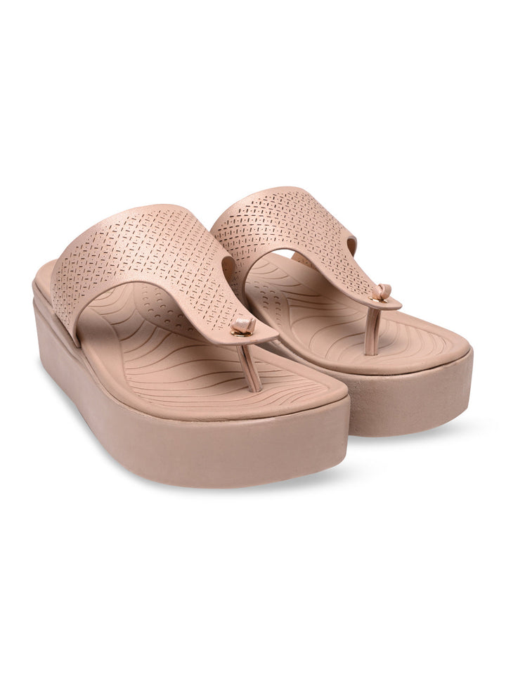 Rocia By Regal Rose Gold Women Casual Wedge Heels