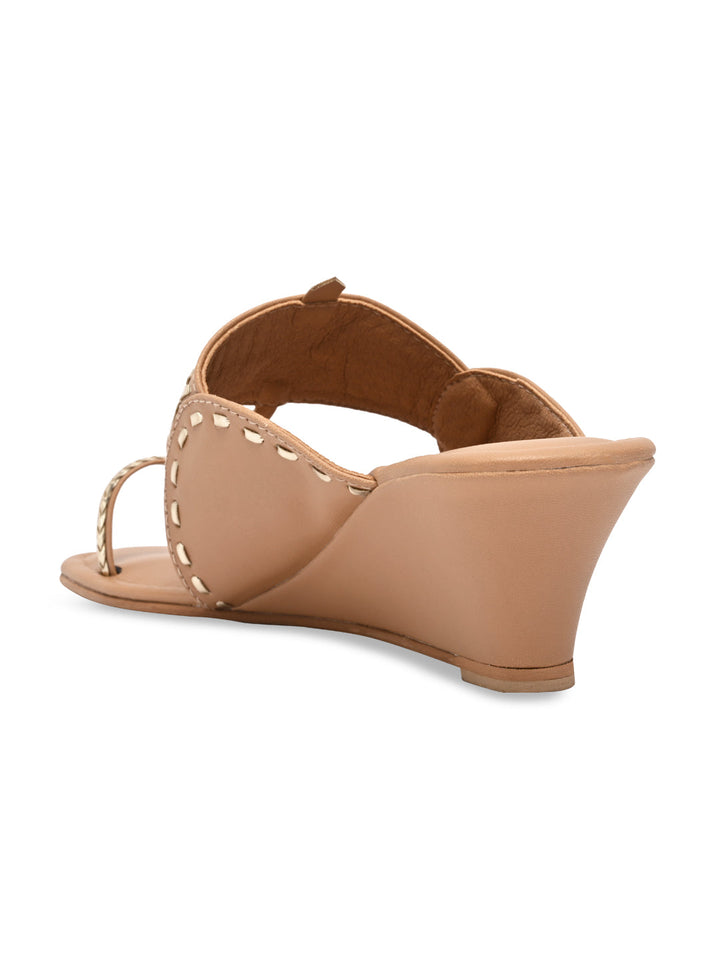 Rocia By Regal Beige Women Kolhapuri Wedges