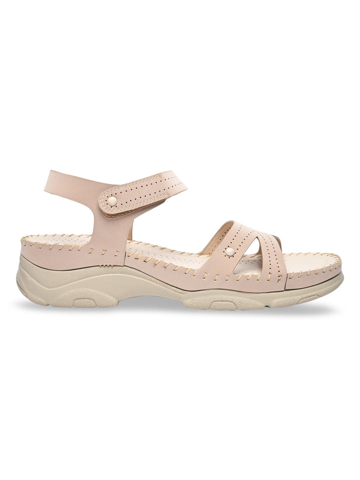 Rocia By Regal Cream Women Casual Laser Cut Wedge Sandals