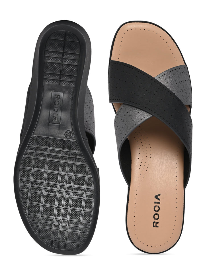 Rocia By Regal Black Women Laser Cut Wedges