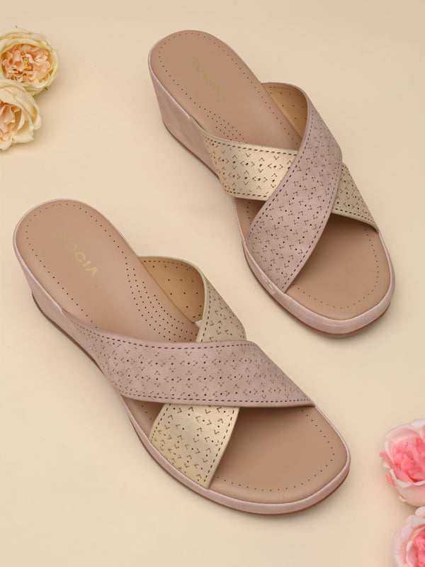 Rocia By Regal Pink Women Laser Cut Wedges