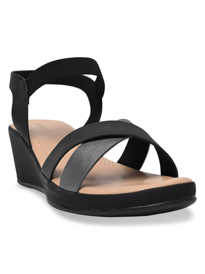 Rocia By Regal Black Women Casual Wedge Sandals