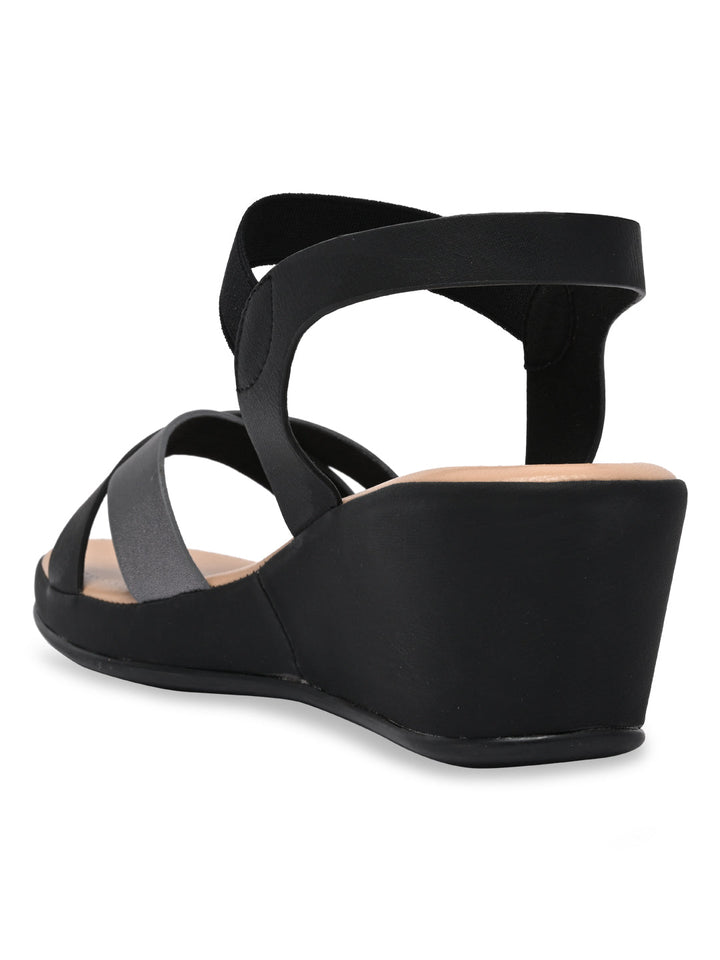 Rocia By Regal Black Women Casual Wedge Sandals