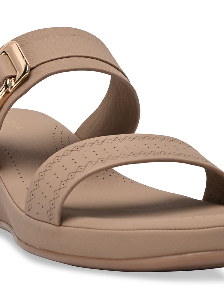 Rocia By Regal Beige Women Classy Buckled Wedges