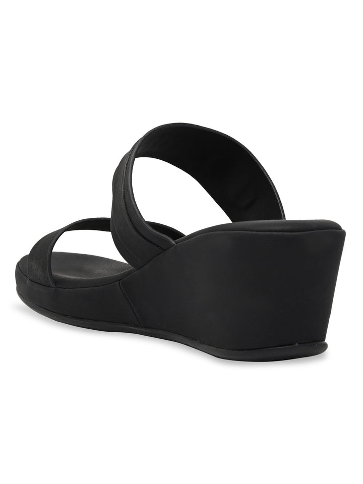 Rocia By Regal Black Women Classy Buckled Wedges