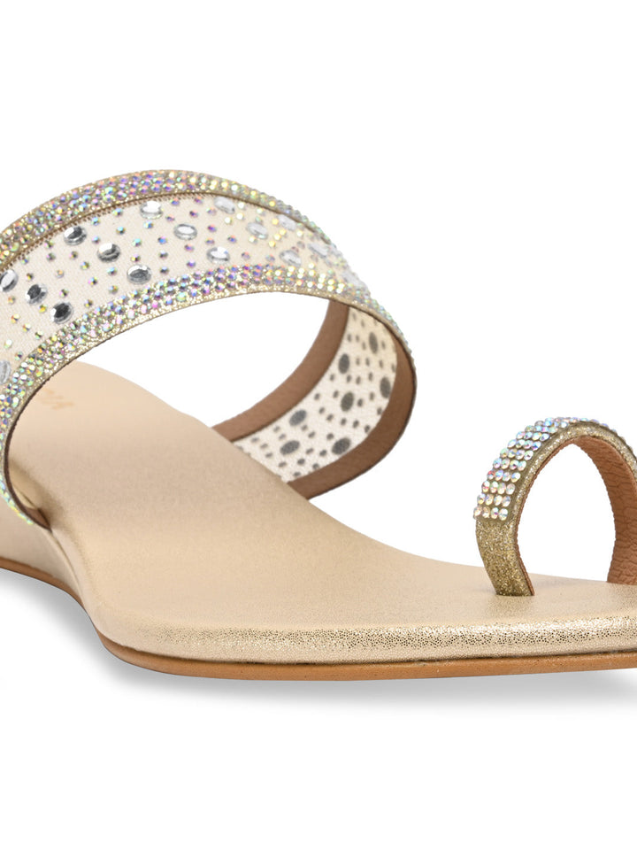 Rocia By Regal Gold Women One Toe Diamond On Vinyl Fancy Wedges