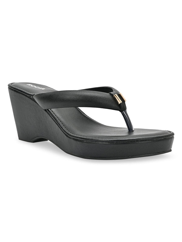 Rocia By Regal Black Women Casual High Wedges