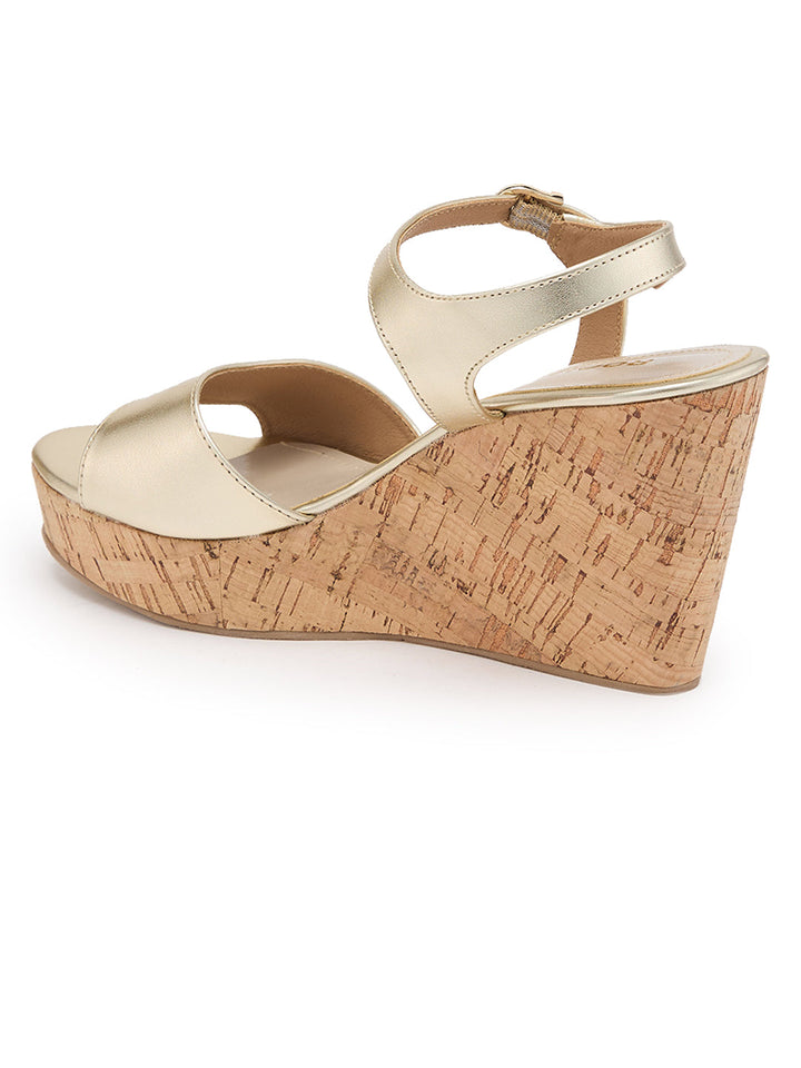 Rocia By Regal Gold Women Classic Ankle Strap Platforms