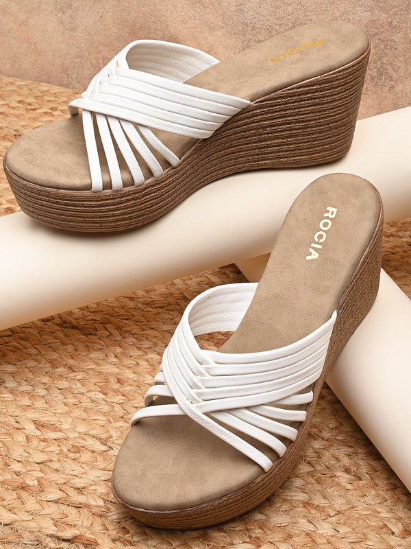 Rocia By Regal White Women Casual Strappy Platforms