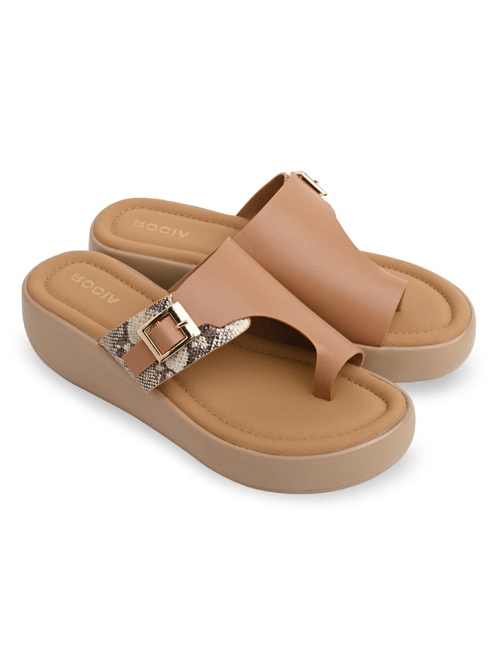 Rocia By Regal Beige Women One Toe Casual Platforms