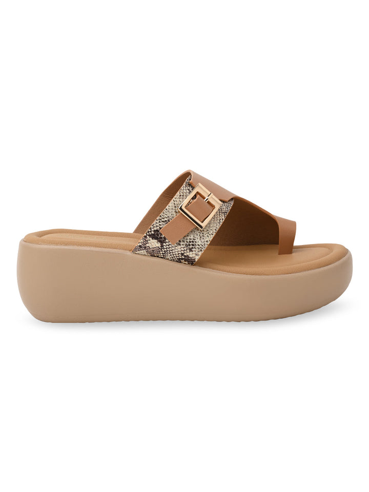 Rocia By Regal Beige Women One Toe Casual Platforms