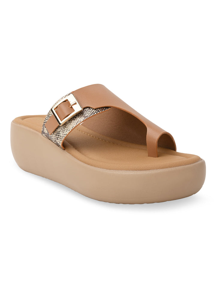 Rocia By Regal Beige Women One Toe Casual Platforms
