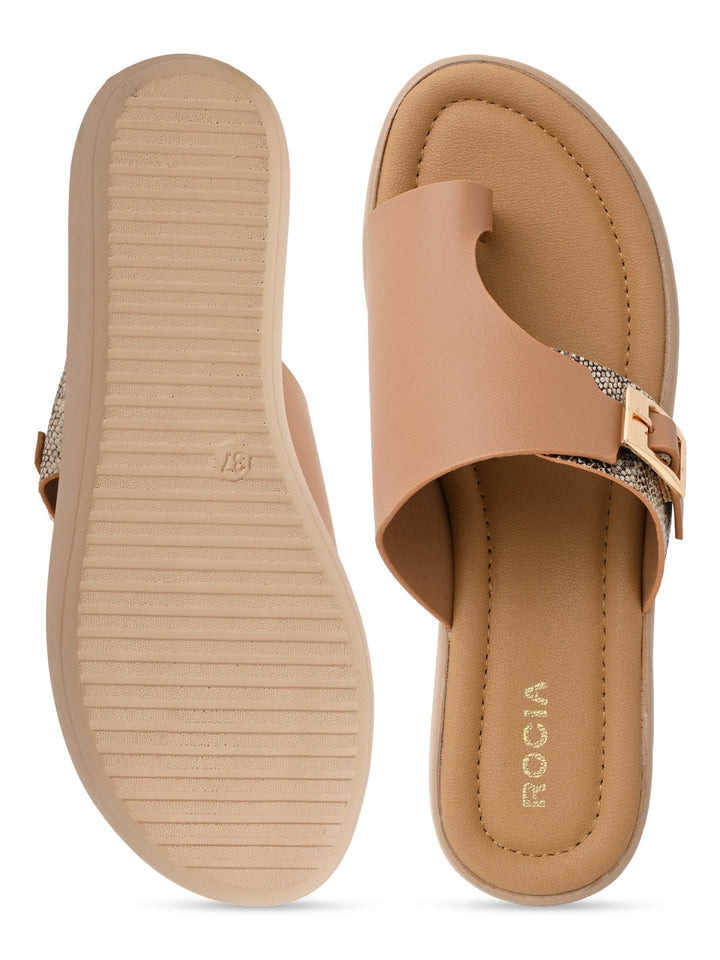 Rocia By Regal Beige Women One Toe Casual Platforms