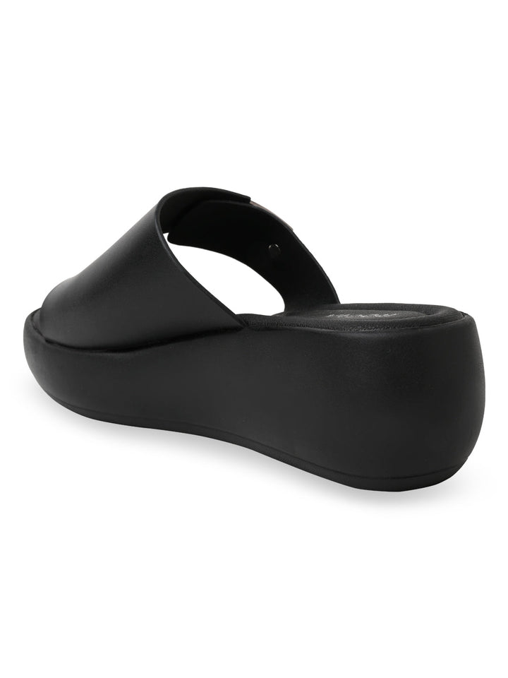 Rocia By Regal Black Women One Toe Casual Platforms