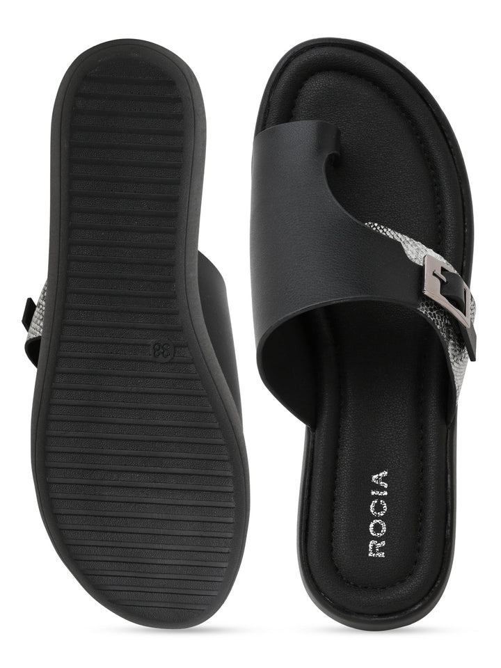 Rocia By Regal Black Women One Toe Casual Platforms