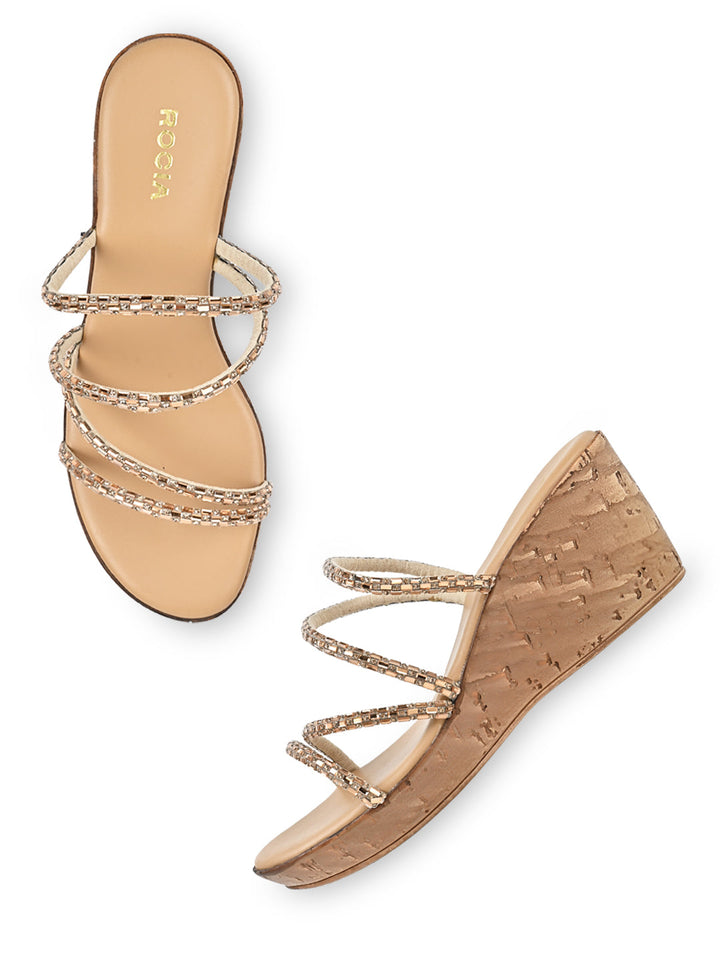 Rocia By Regal Rose Gold Women Diamond Criss Cross Wedges
