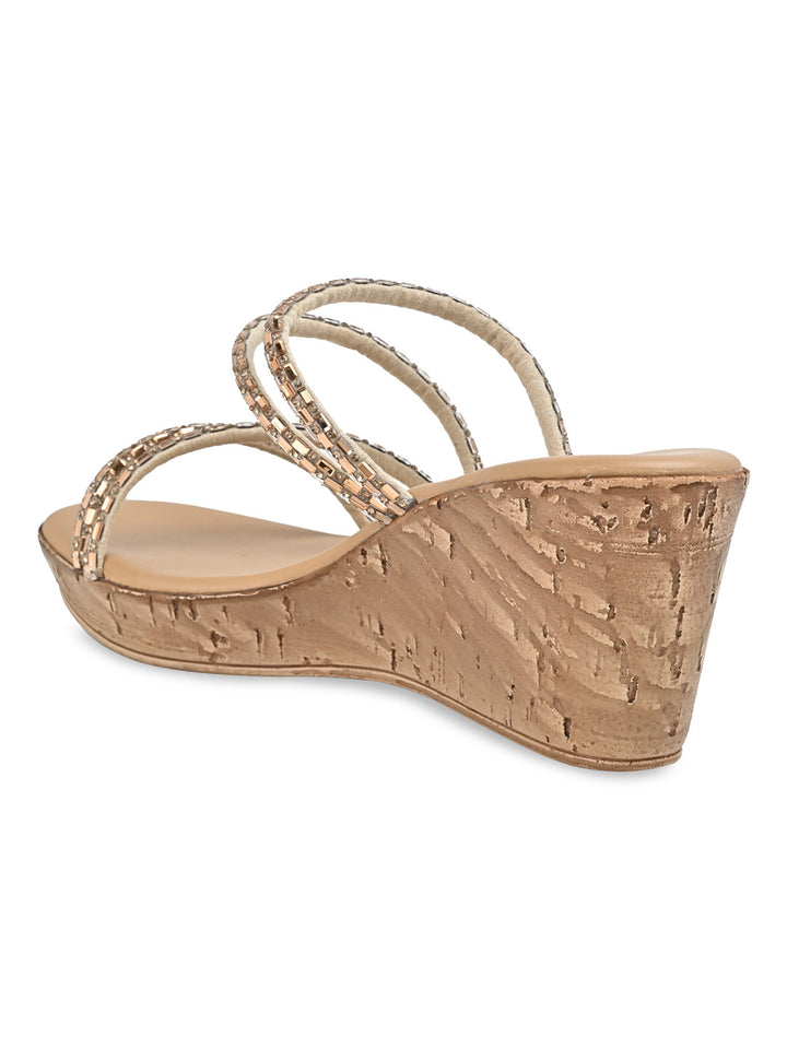 Rocia By Regal Rose Gold Women Diamond Criss Cross Wedges