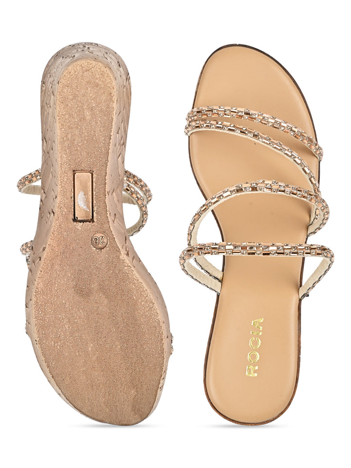 Rocia By Regal Rose Gold Women Diamond Criss Cross Wedges