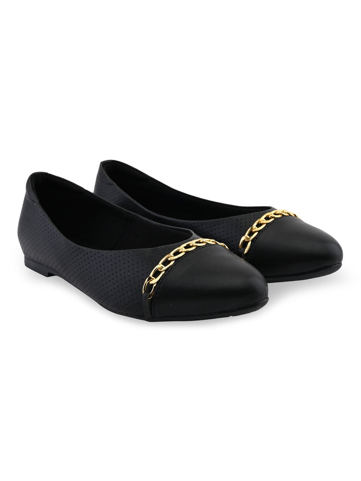 Rocia By Regal Black Women Buckled Ballerinas