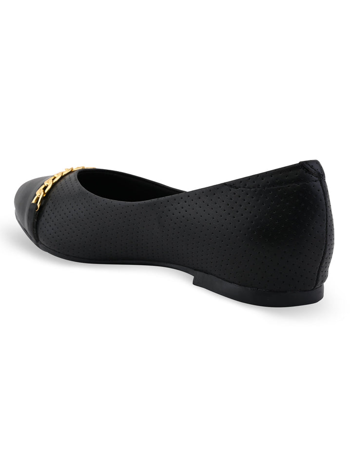 Rocia By Regal Black Women Buckled Ballerinas