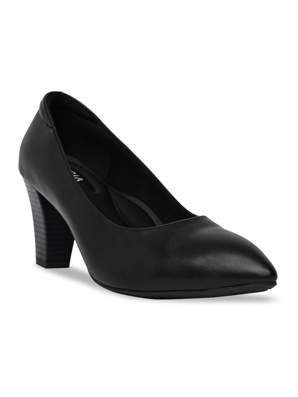 Rocia By Regal Black Women Stacking Heel Pumps