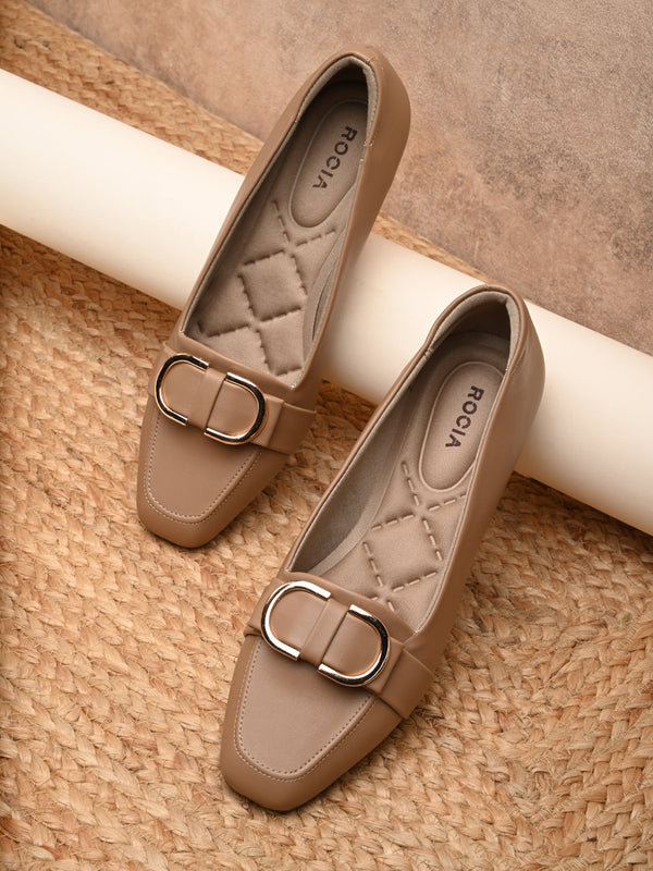 Rocia By Regal Chikoo Women Square Toe Buckled Work Wear Pumps
