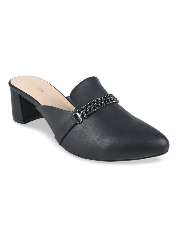 Rocia By Regal Black Women Chain Embellished Mules