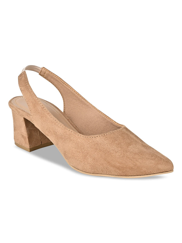 Rocia By Regal Beige Women Suede Sling Backs