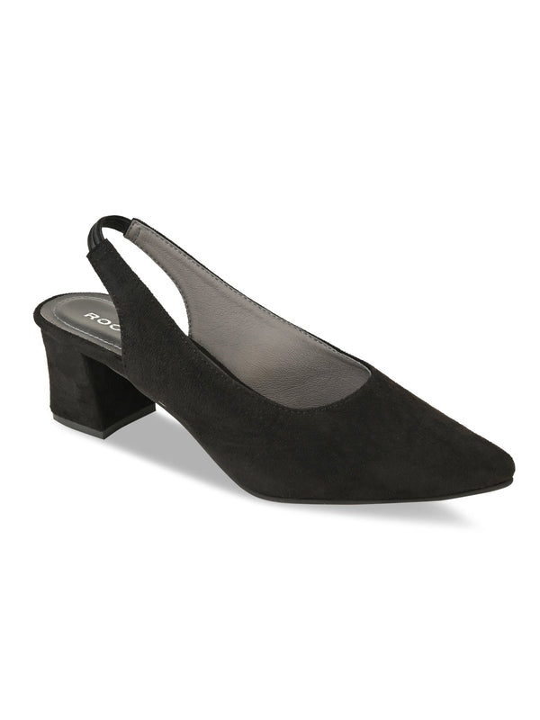 Rocia By Regal Black Women Suede Sling Backs