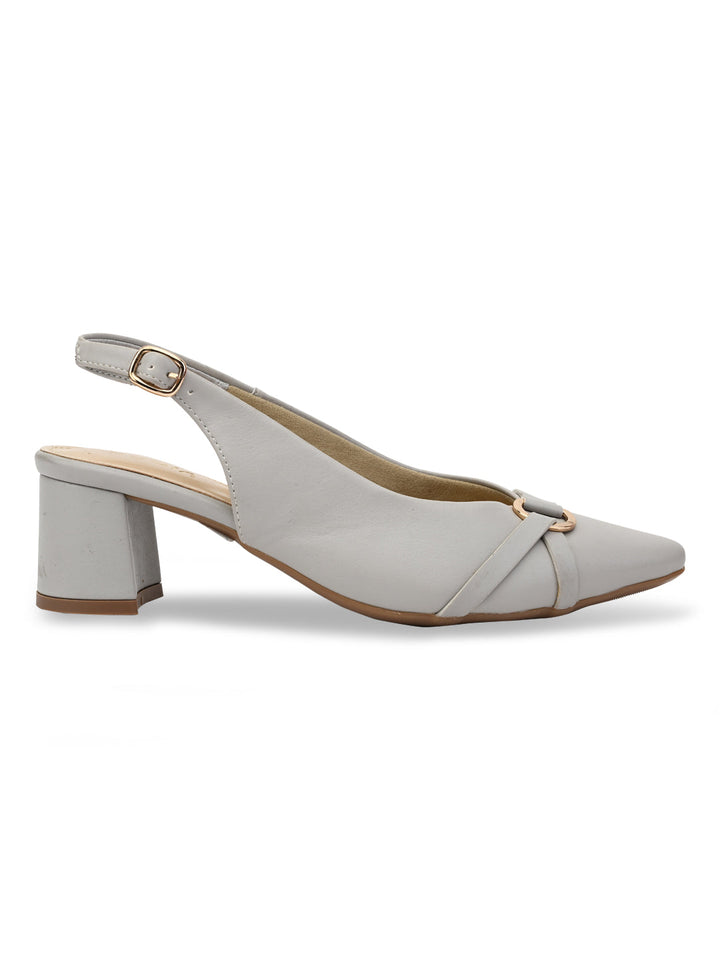 Rocia By Regal Grey Women Block Heel Slingbacks