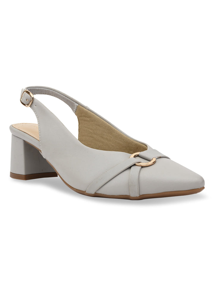 Rocia By Regal Grey Women Block Heel Slingbacks