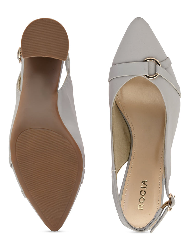 Rocia By Regal Grey Women Block Heel Slingbacks