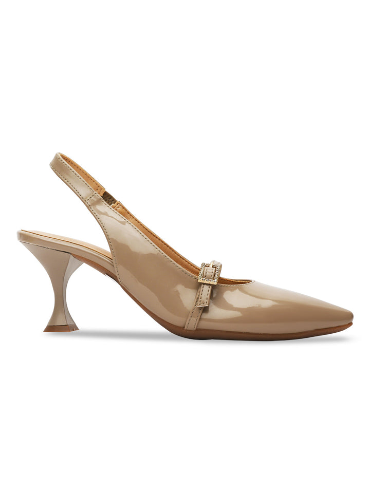 Rocia By Regal Taupe Women High Heel Sling Back Pumps